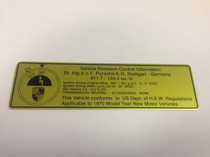 (New) 911 T Timing Decal - 1970 1