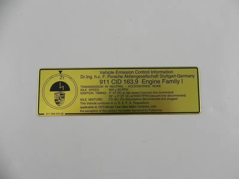 (New) 911S/Carrera 2.7 Exhaust Adjusment Sticker - 1975 1