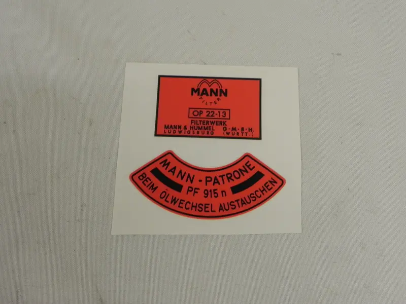 (New) 912 Red Mann Oil Filter Decal Set - 1965-69 1