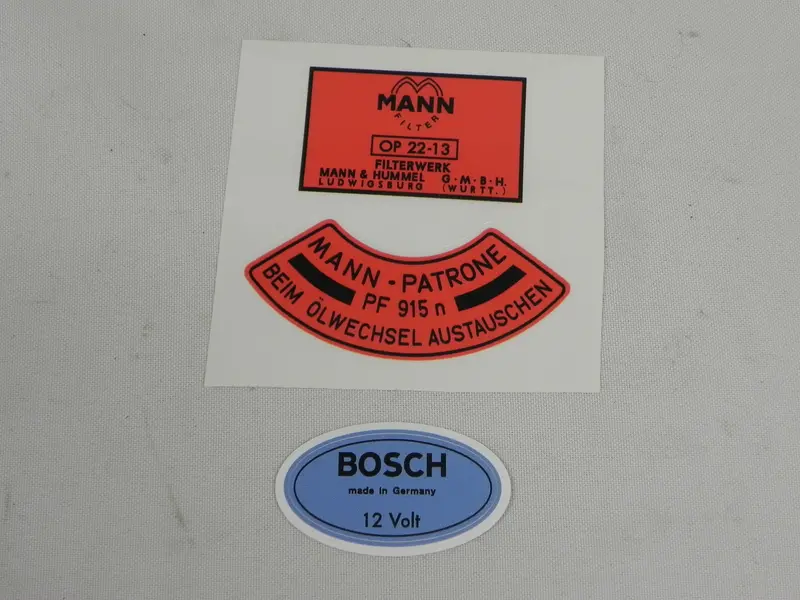 (New) 912 Red Oil Filter Mann & Blue Coil Decal Set - 1967-69 1