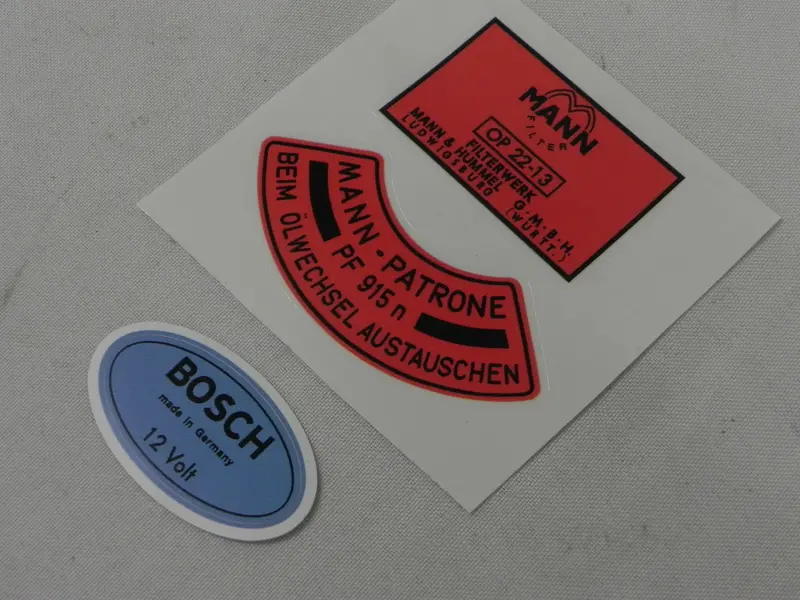 (New) 912 Red Oil Filter Mann & Blue Coil Decal Set - 1967-69 2