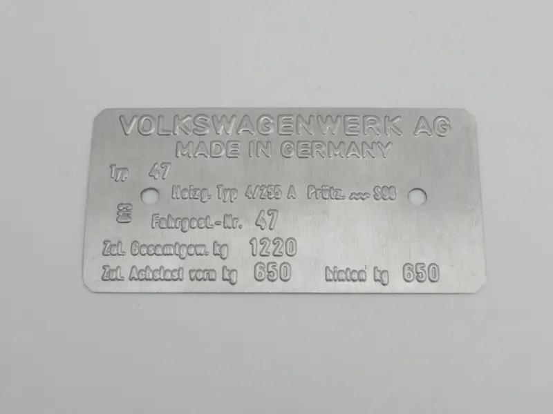 (New) 914/4 Chassis Id Plate - 1970-76 1