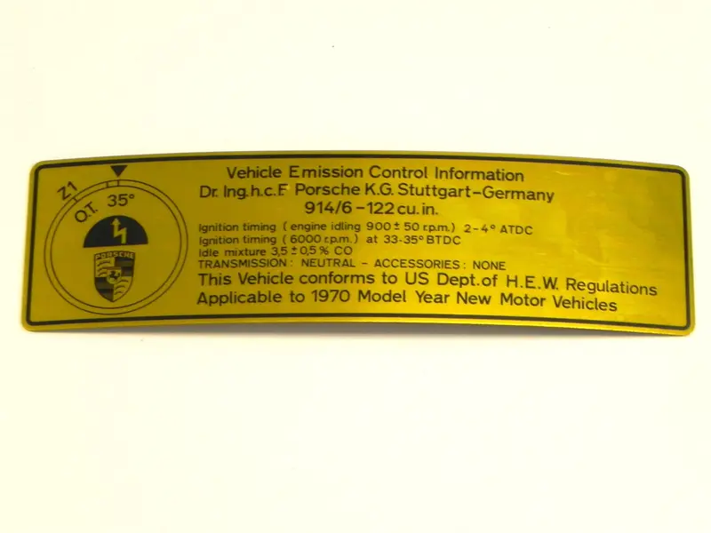 (New) 914-6 Timing Decal - 1970 1