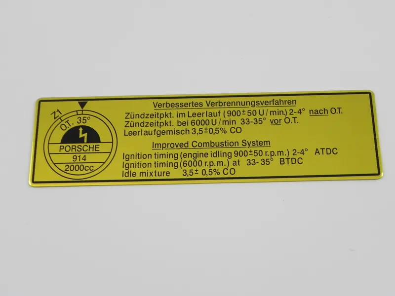 (New) 914 Timing Decal - 1970-72 1