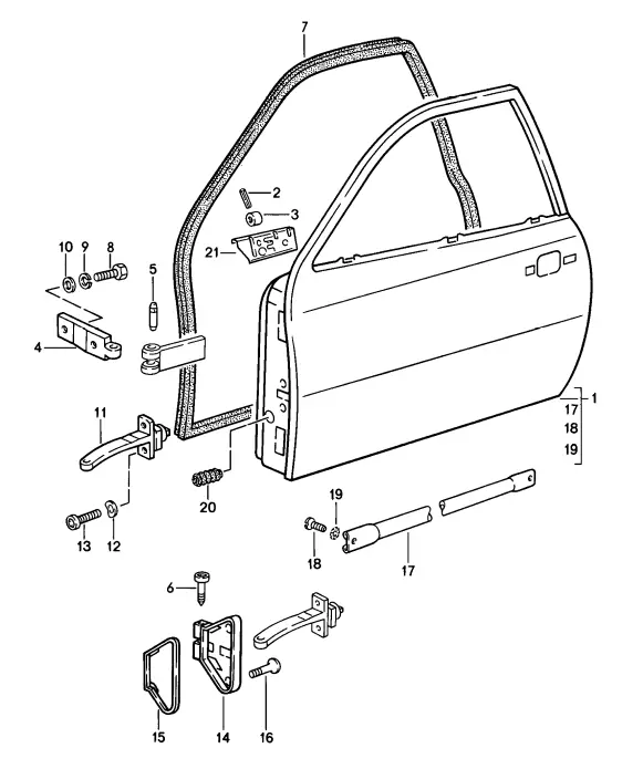 (New) 924/944/968/928 Door Stop Bracket Right 1979-95 2