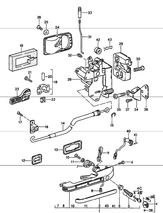 (New) 924/944/968 Right Door Lock Operating Linkage - 1985-95 2