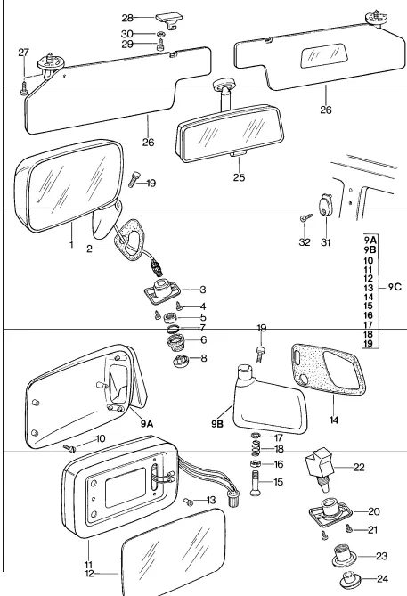 (New) 924/944 Side View Mirror Pan Head Bolt - 1980-91 1