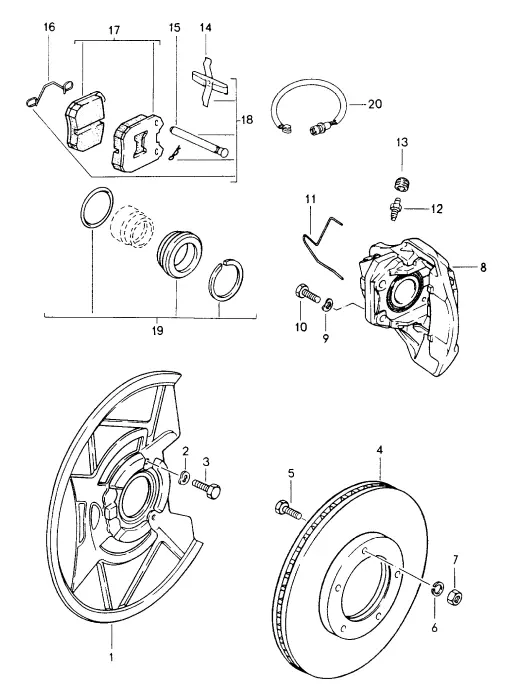 (New) 924S, 944 Front Axle Brake Disc Cover Plate 1982-89 2