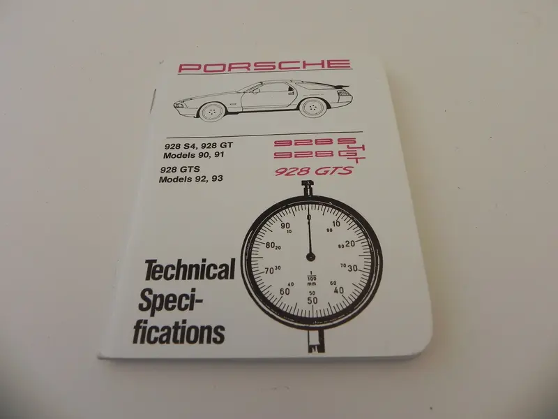 (New) 928 Technical Secification Booklet 1990-92 1