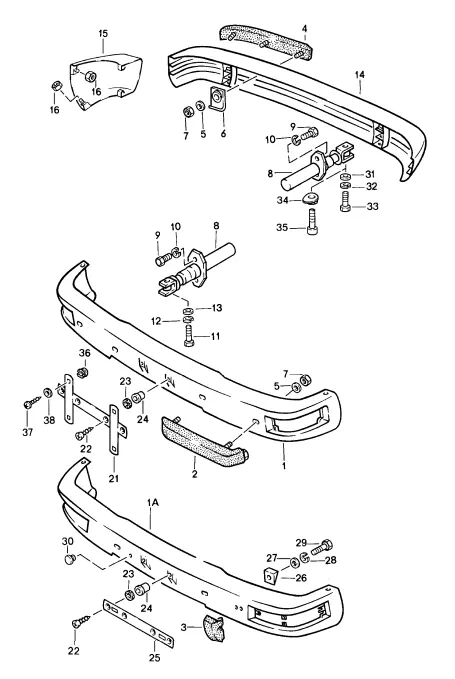 (New) 944, 968 Front Bumper Piping 1985-95 2