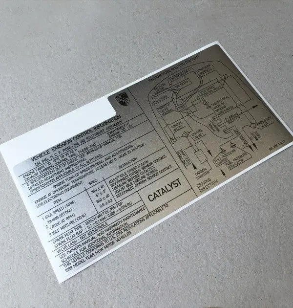 (New) 944 Emission Decal - 1989 1