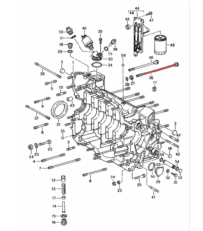 (New) 964/993/Gt3/Gt2/Gt2rs Long Stud For Engine Block - 1989-2013 1