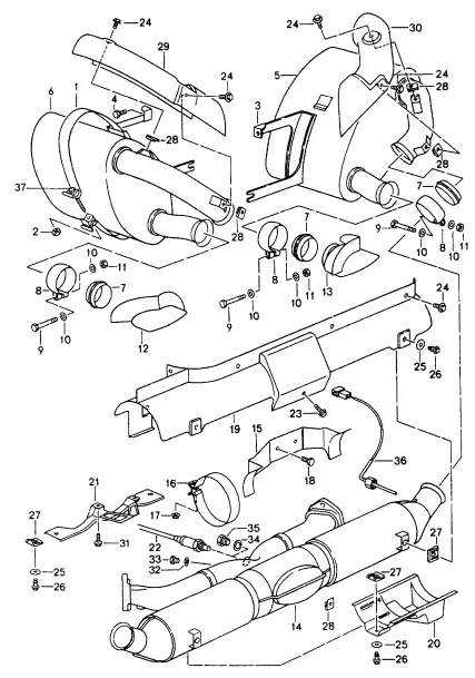 (New) 993 Carrera Muffler Mounting Kit - 1994-98 2