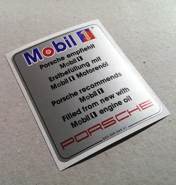 (New) 993 Silver Mobil Air Cleaner Decal - 1994-98 1