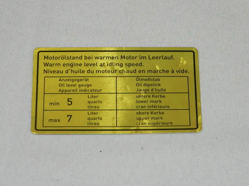 (New Damaged) 911 Engine Oil Level Decal Black Border 1