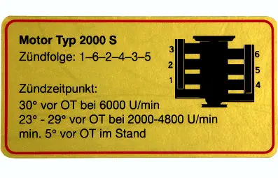 (New) Engine Compartment Decal Type 2000 S 1