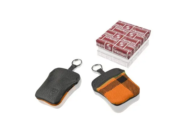 (New) Orange Tartan Key Pouch W/ Embossed Porsche Crest 1