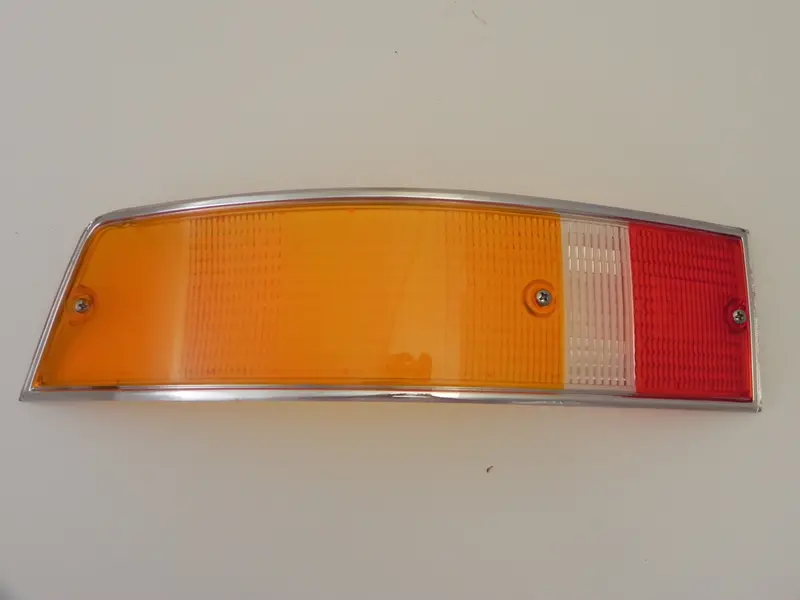 (New) Porsche European Left Tail Light Lens With Silver Trim - 1969-72 1