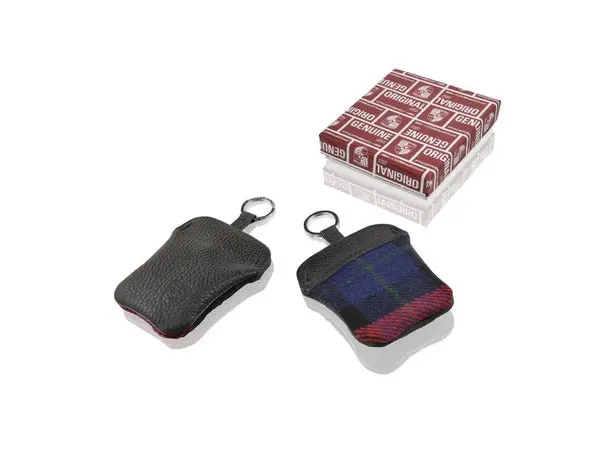 (New) Red Tartan Key Pouch W/ Embossed Porsche Crest 1