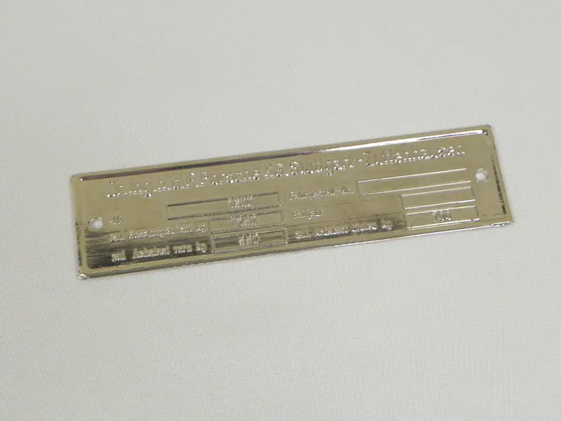 (Nos) 356 Factory Chromed-Brass Chassis Id Plate Xxx/1600 1