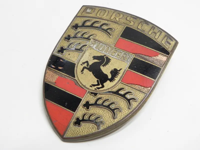 (Original) 911/912 Porsche Hood Crest With Orange Bars - 1965-74 2