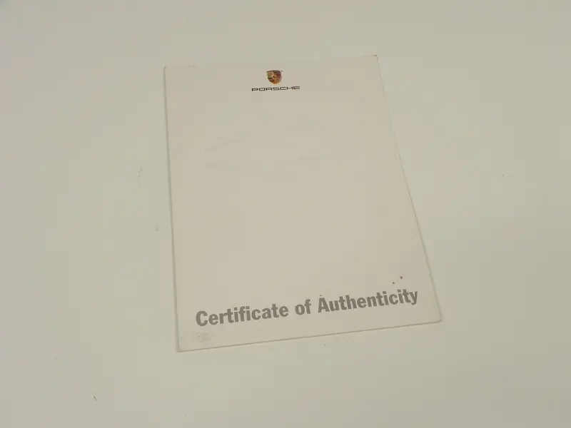 (Original) Porsche Certificate Of Authenticity Folder Cover 1