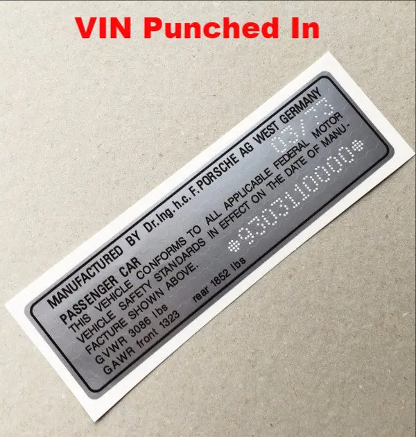 (Repro)  Left Door Jamb Chassis Id Decal - 1969 Onward 1