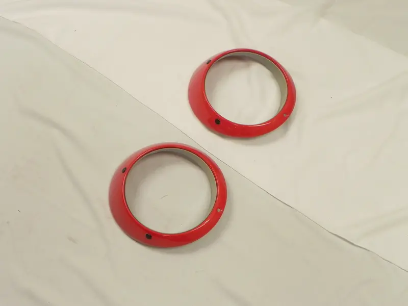 (Used) 911/912/930 Pair Of Red Sealed Beam Headlight Rims - 1968-86 2