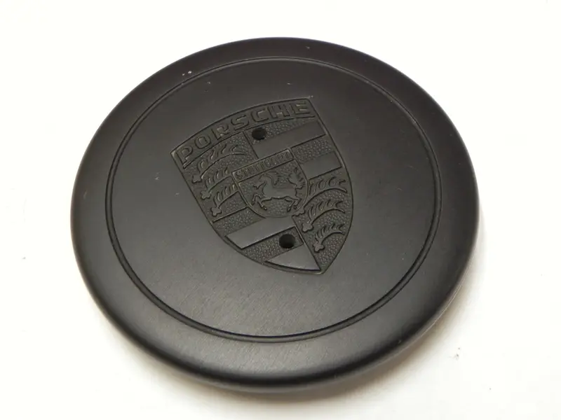 (Used) Black Center Cap With Ring Clip - Fuchs Or Cookie Cutter Wheel - 1974-89 1