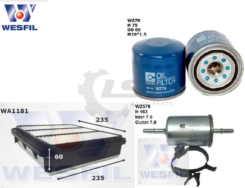 Wesfil Oil Air Fuel Filter Service Kit For Holden Rodeo Ra 3.5L V6 2003-2005 1