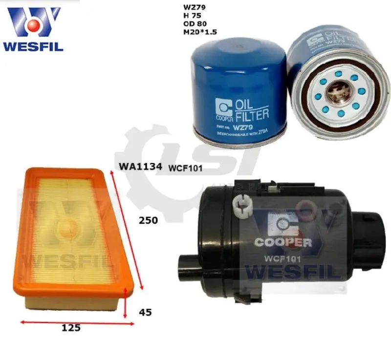 Wesfil Oil Air Fuel Filter Service Kit For Hyundai Getz Tb 1.3 1.4 1.5 1.6L 4Cyl 1