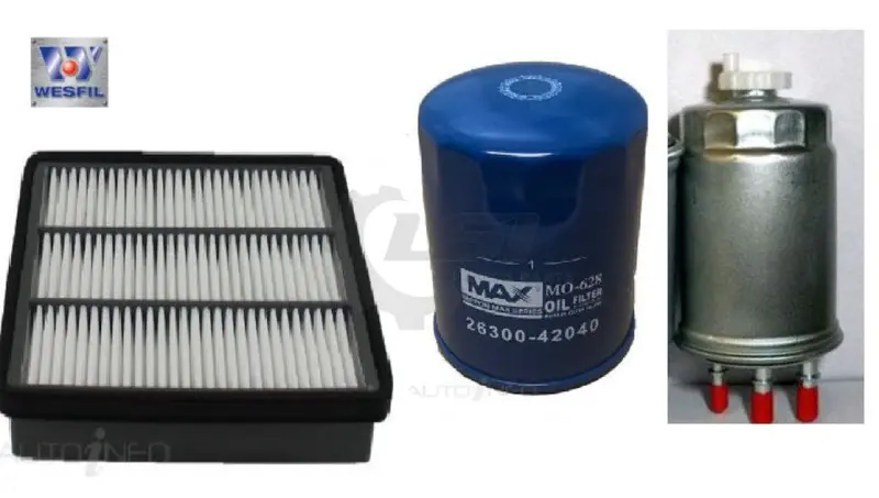 Wesfil Oil Air Fuel Filter Service Kit For Hyundai Terracan Hp 2.9L Crdi 05-08 1