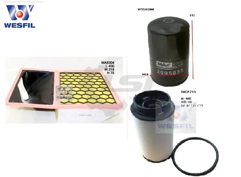 Wesfil Oil Air Fuel Filter Service Kit For Iveco Daily 35S17 3.0L Insert Fuel 1