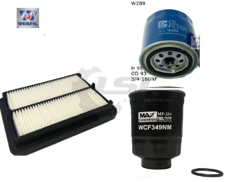 Wesfil Oil Air Fuel Filter Service Kit For Nissan Navara 2.5L Td D40 Yd25 1
