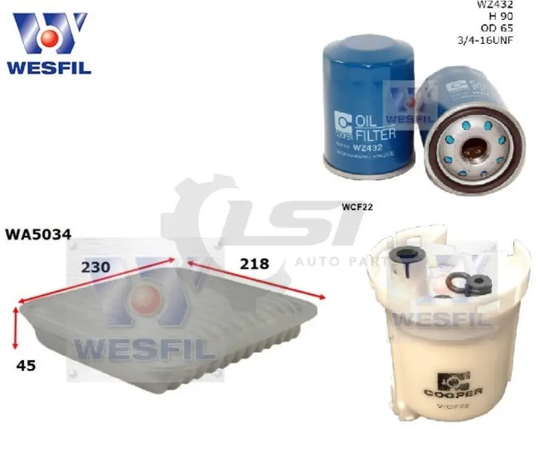 Wesfil Oil Air Fuel Filter Service Kit For Toyota Camry Acv36r 2.4L 09/02-06/06 1