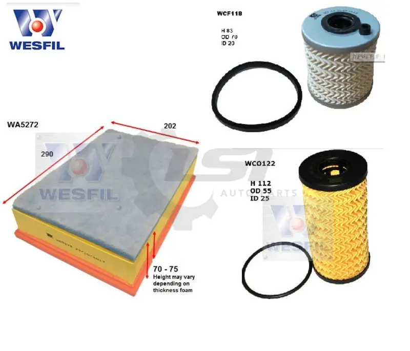 Wesfil Oil Air Purflux Fuel Filter Service Kit For Renault Master X62 2.3 09/13- 1
