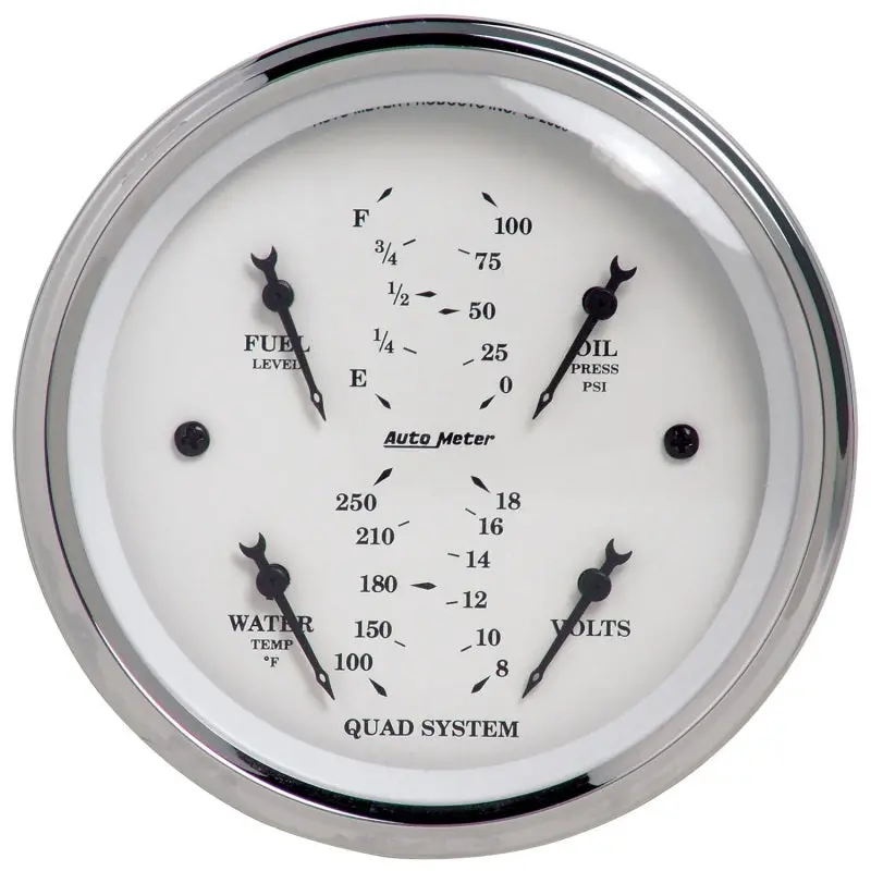 Autometer Old Tyme White 3-3/8" Short-Sweep Electric Quad Gauge Set – Oil Pressure & Water Temperature 1