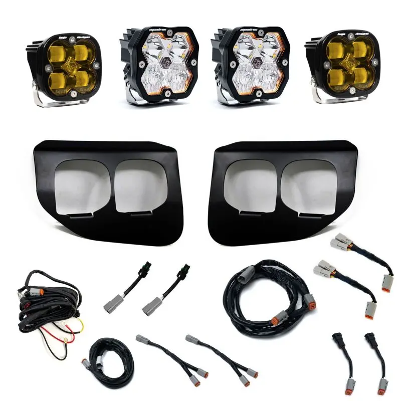 Baja Designs Squadron 2.0 Dual Fog Pocket Kit For 2020–2022 Ford Super Duty – Sae-Compliant Amber/Clear Optics 1