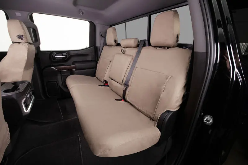 Covercraft Polycotton Seatsaver Custom Second-Row Seat Covers For 2019–2024 Dodge Ram 1500 – Taupe 1