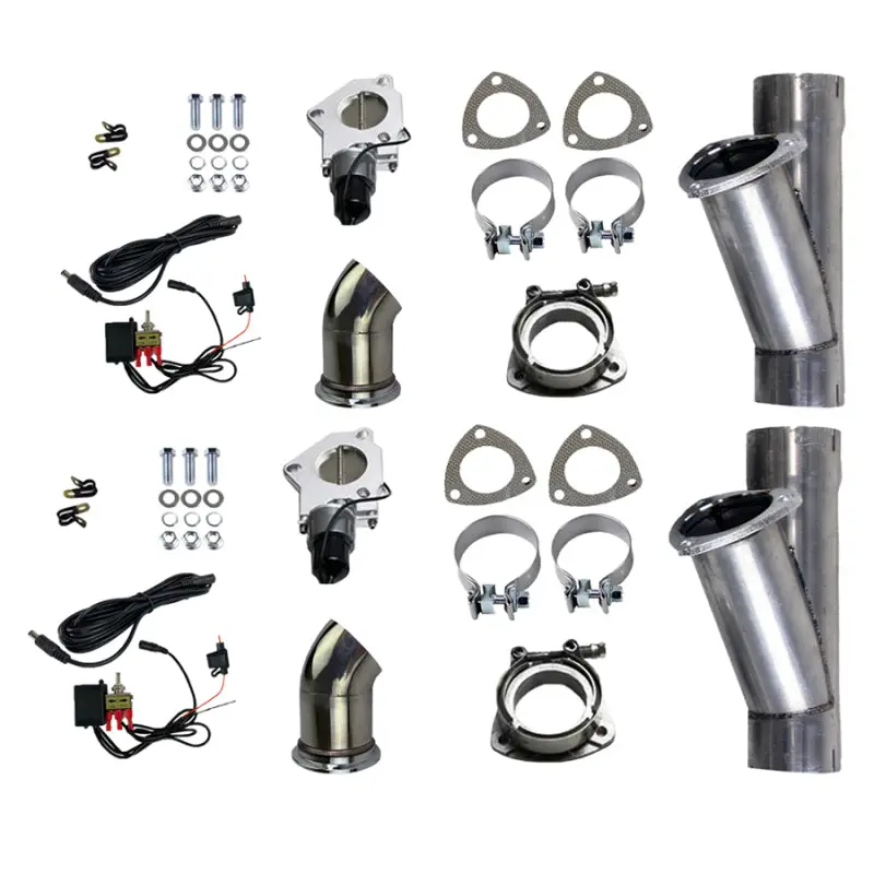 Granatelli Dual-Slip Exhaust Cutout – 2.25″ Electronic Aluminum/Mild Steel System With Band Clamps 1