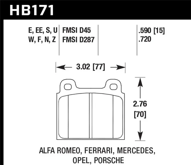 Hawk Blue Race Brake Pads For Porsche 911 (1969–1977 & 1984–1989) – Front Axle, 9012 Compound 1