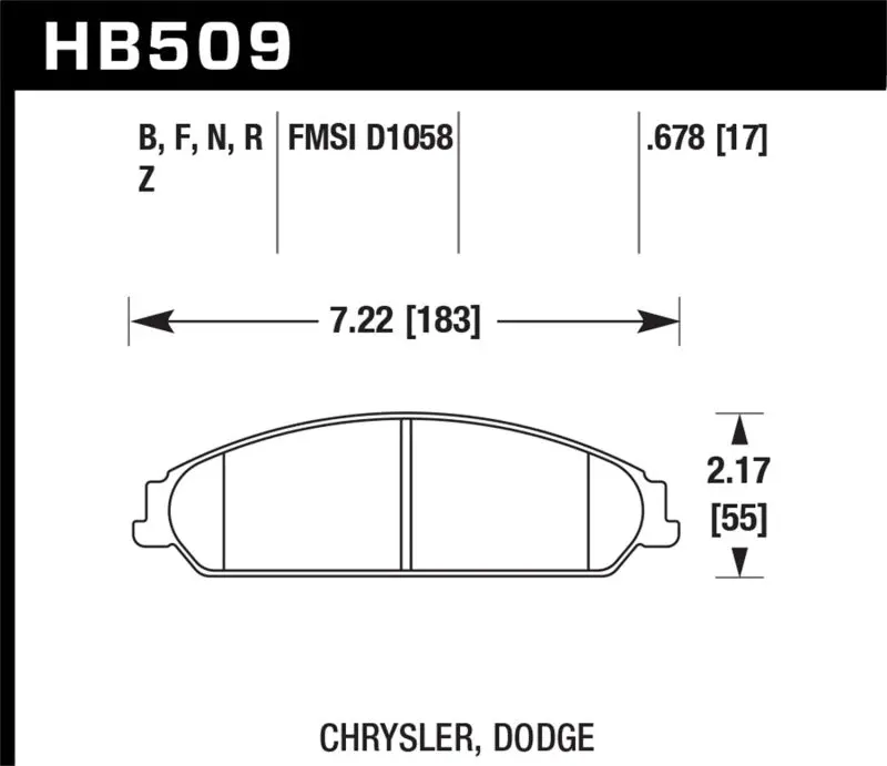 Hawk Hps 5.0 Front Brake Pads For 2013–2014 Chrysler 200 With Xr1 Braking System 1