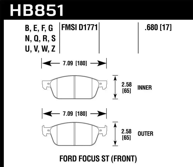 Hawk Performance Ceramic Street Brake Pads For 2015–2016 Ford Focus St 1