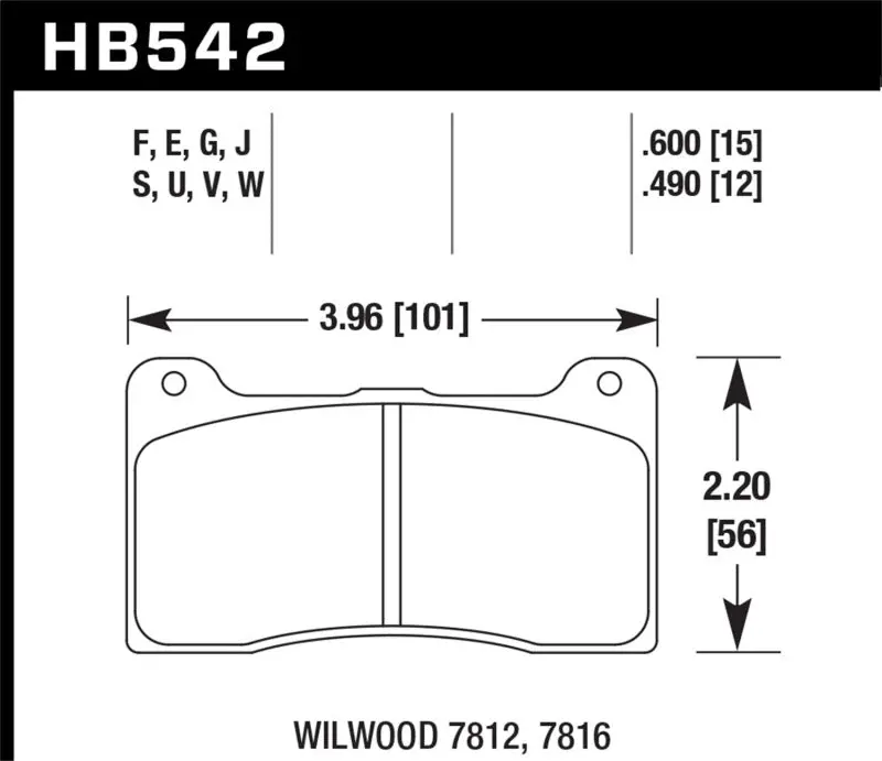Hawk Wilwood Dynapro Narrow Mount/Ndl/Radial Mount Billet Dtc-60 Race Brake Pads 1