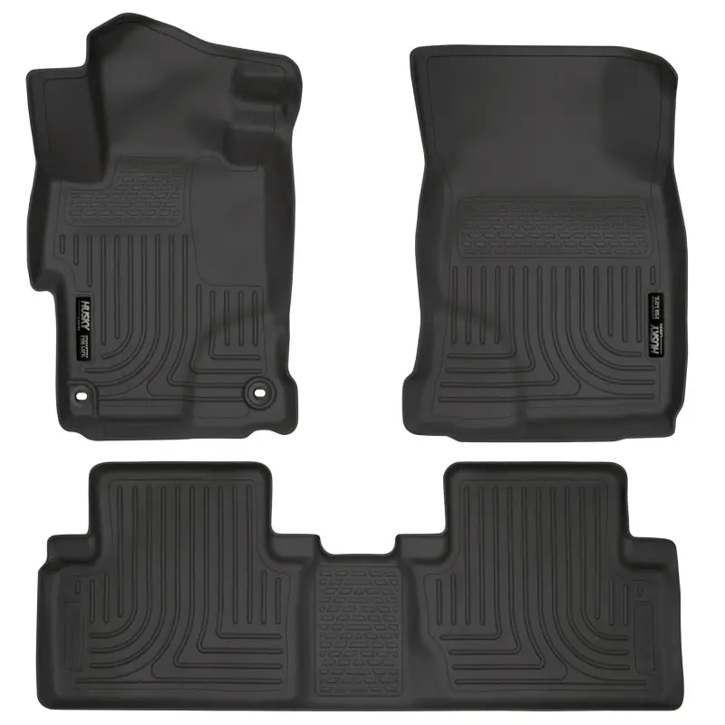 Husky Liners Weatherbeater Floor Liners – Front & Second Row, Black, For 2014 Honda Civic Sedan 1