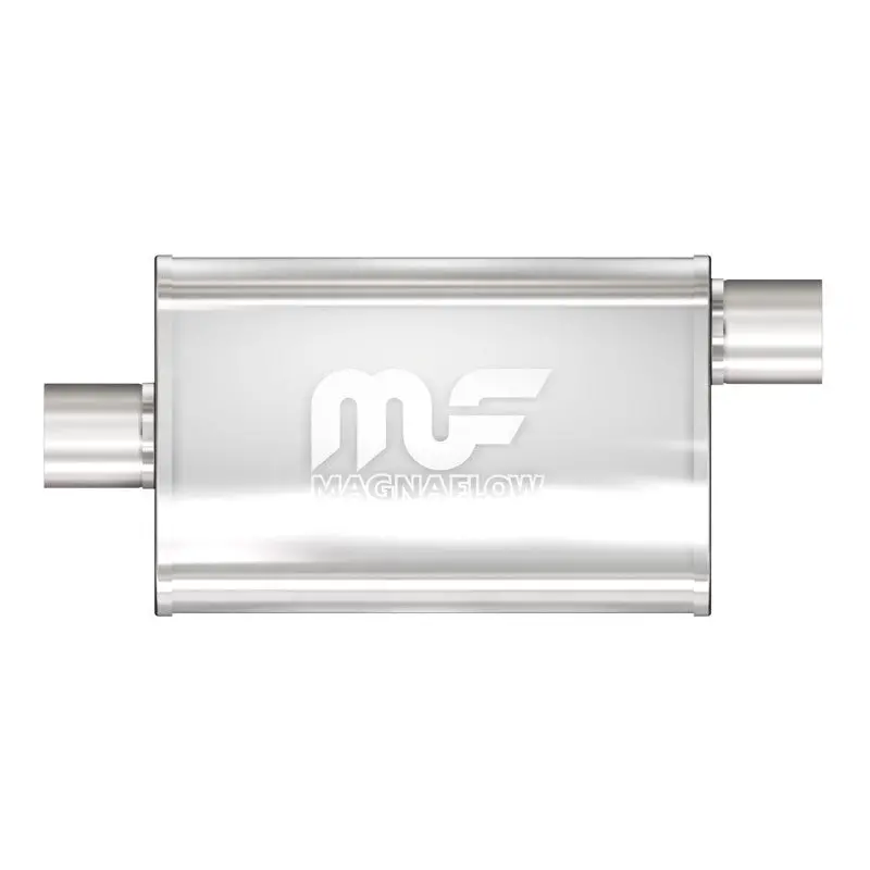 Magnaflow Stainless Steel Muffler – 4-Inch Inlet, 9-Inch Body, 14.5-Inch Overall Length, 3.0-Inch Outlet 1