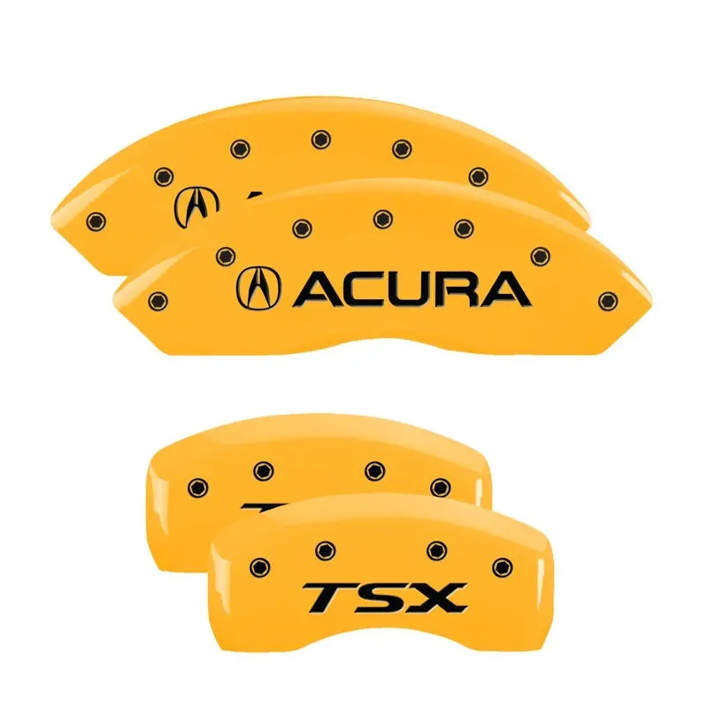 Mgp Engraved Caliper Covers For 2008 Acura Tl – Yellow Front & Rear With Black Charcoal Accent 1