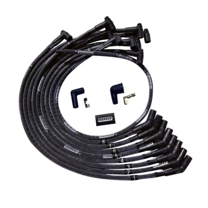 Moroso Bbc Over-Cover 135° Hei-Sleeved Ultra Spark Plug Wire Set – Black Finish 1