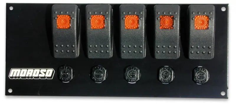 Moroso Led Rocker Switch Panel – Flat-Mount, 3-3/8" X 8", Five Independent On/Off Switches 1