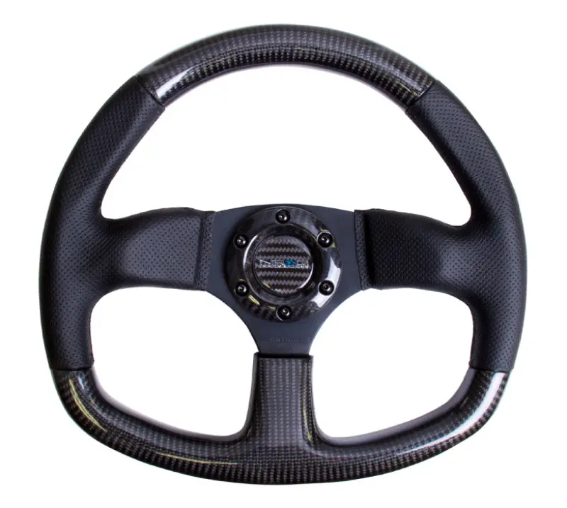 Nrg Carbon Fiber Flat-Bottom Steering Wheel – 320Mm With Leather Trim & Black Stitching 1